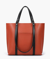 Rust and black double-handle tote bag